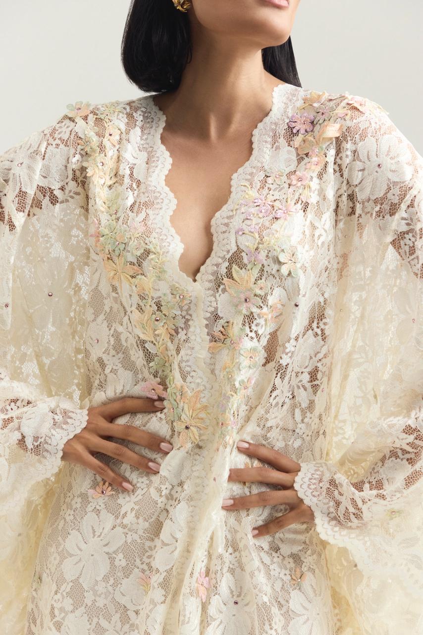 Lace with Italian embroidery kaftan