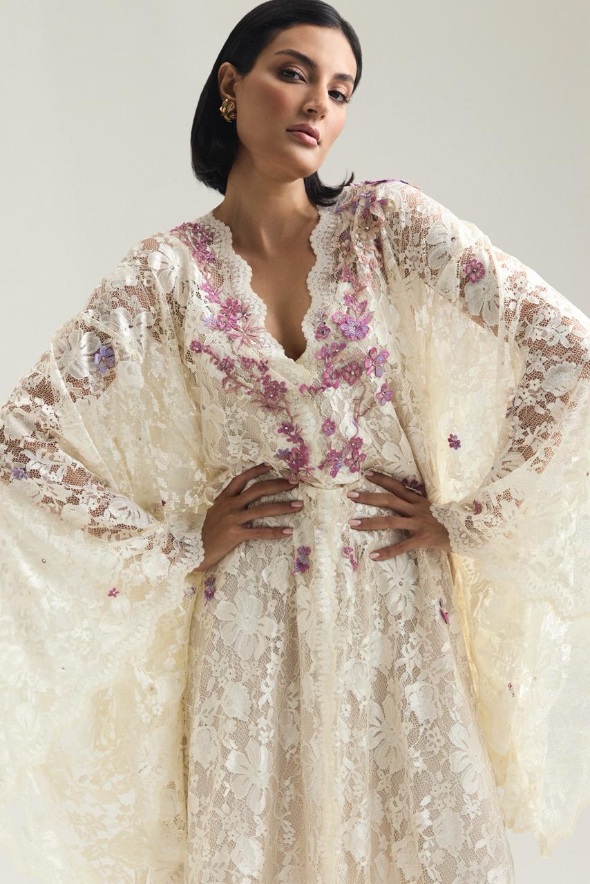 Lace with Italian embroidery kaftan