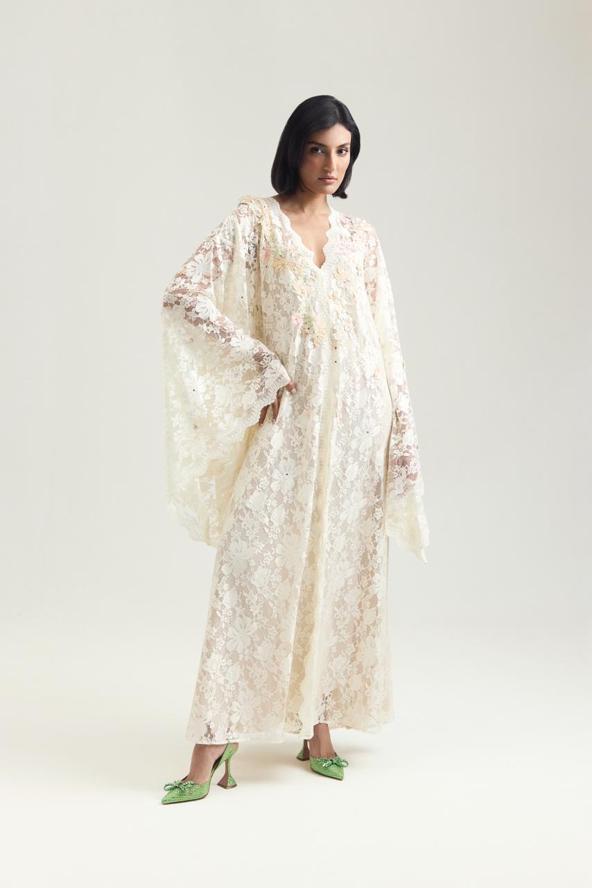 Lace with Italian embroidery kaftan