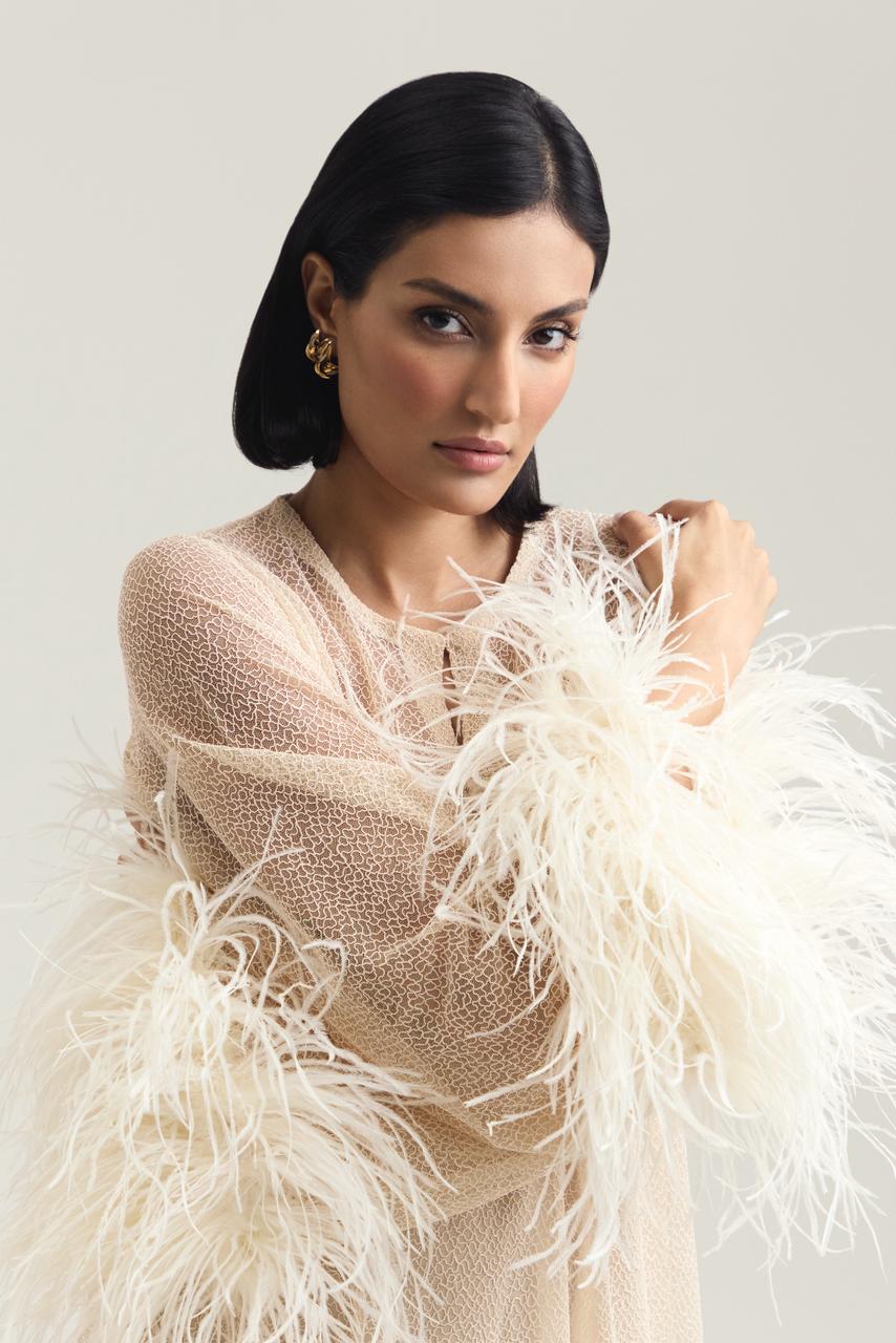 the waves with feathers dress